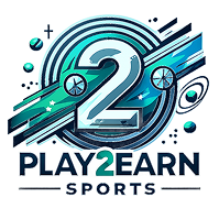 Play 2 Earn Sports official logo featuring the number 2 in a modern blue sports design.